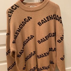 Balenciaga Jacquard Logo crew neck Wool sweater S
